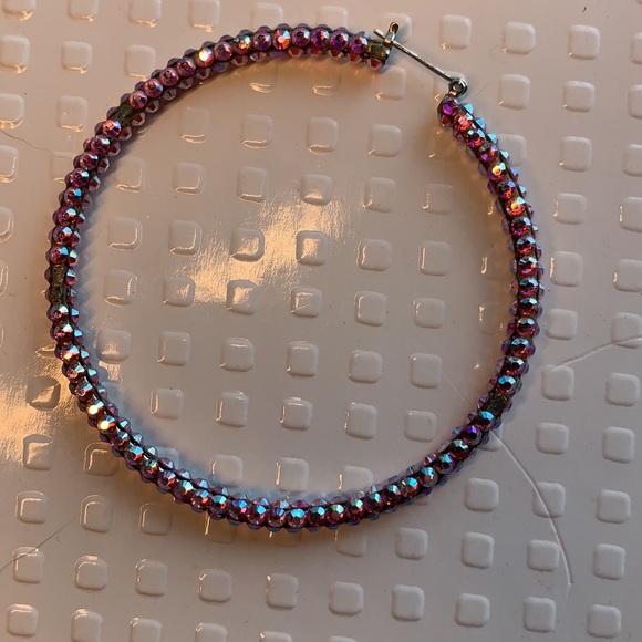 Jimmy crystal Swarovski pink hoops 2.75”d - Picture 2 of 5